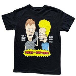 Beavis and Butt Head T Shirt Black Graphic Tee Mike Judge Adult Medium